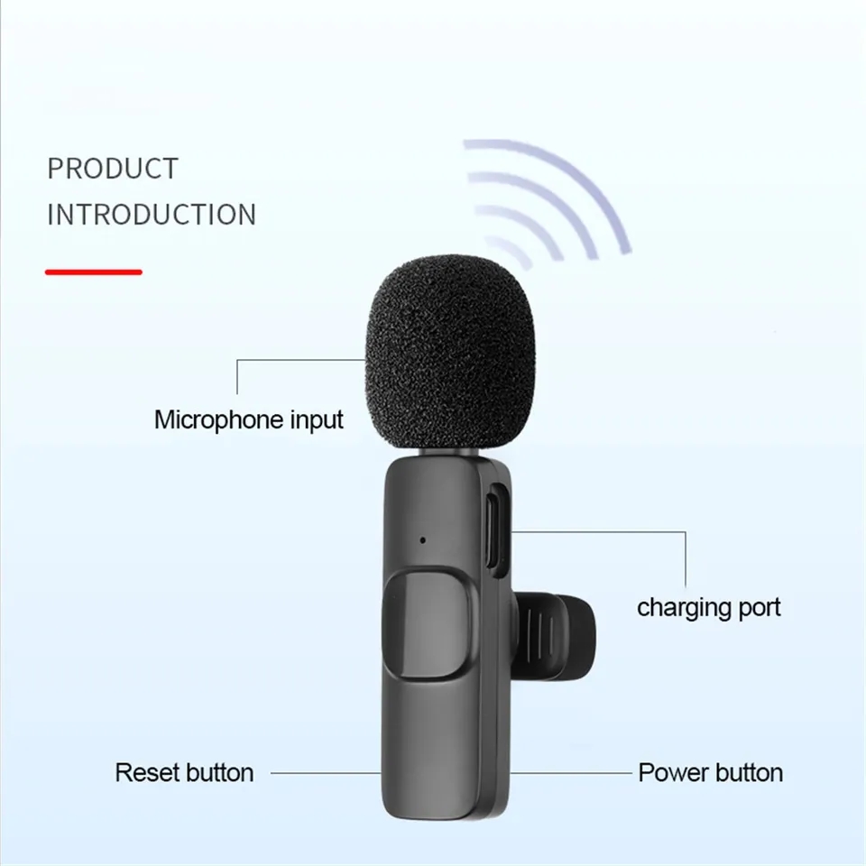 Không Dây Micro dây chuyền Hủy Bỏ Tiếng Ồn Âm Thanh ghi video Phát Sóng Trực Tiếp Mini mic cho iPhone iPad Air Pro Android Loại C Điện Thoại Di Động Cho Huawei Xiaomi Realme