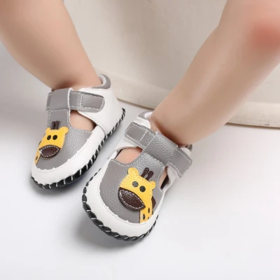 Summer Baby Boy Girl Cute PU Sandals Soft Sole Anti-slip Cartoon Animal Crib Shoes First Walkers Walking Shoes