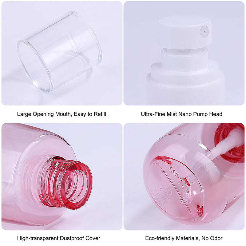 【ZNBY】Fine Mist Spray Bottle Refillable Travel Clear Container, Plastic Empty Makeup Water Bottles Sprayer with Air Press Pump 30ml for Toiletry Cosmetic Skincare Cleaning