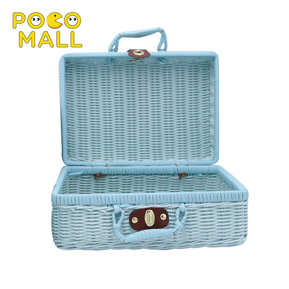 Hộp đựng đồ dệt mây cổ điển, trang điểm chủ, vali hộp đựng đồ lặt vặt
