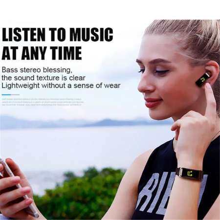 J-ZTONG สีบลูทูธ TalkBand ชุดหูฟัง Talk สมาร์ทสร้อยข้อมือกีฬาสมาร์ทวอท์ชเครื่องนับก้าวติดตามการออกกำลังกายสายรัดข้อมือ