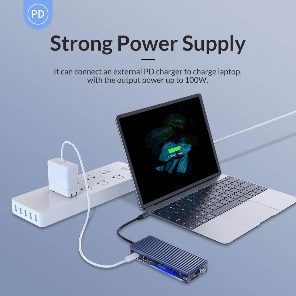 ORICO USB C HUB Type C Laptop Docking Station USB 3.0 RJ45 Ethernet Card Reader USB Splitter Adapter M acBook Accessories