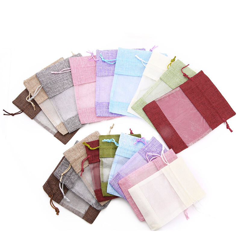 Pouch Drawstring Burlap Christmas Window Jewelry Drawstring Gift Linen Bundle Pocket Jute Sack Candy Gift Storage Food Bag
