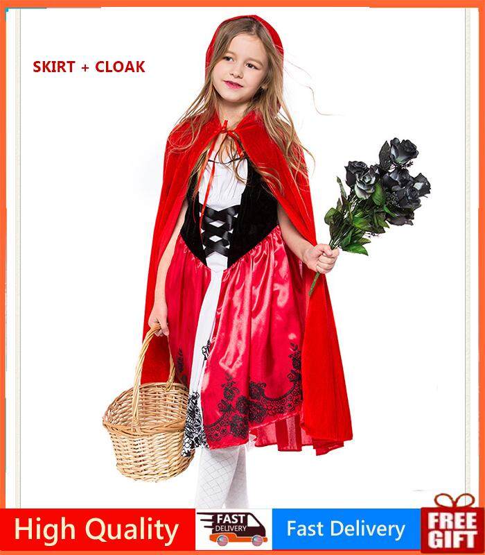 Girl Little Red Riding Hood Meristmas Party Cosplay Dress Princess Halloween Costume DS Clothes for Party Queen Costume Cosplay