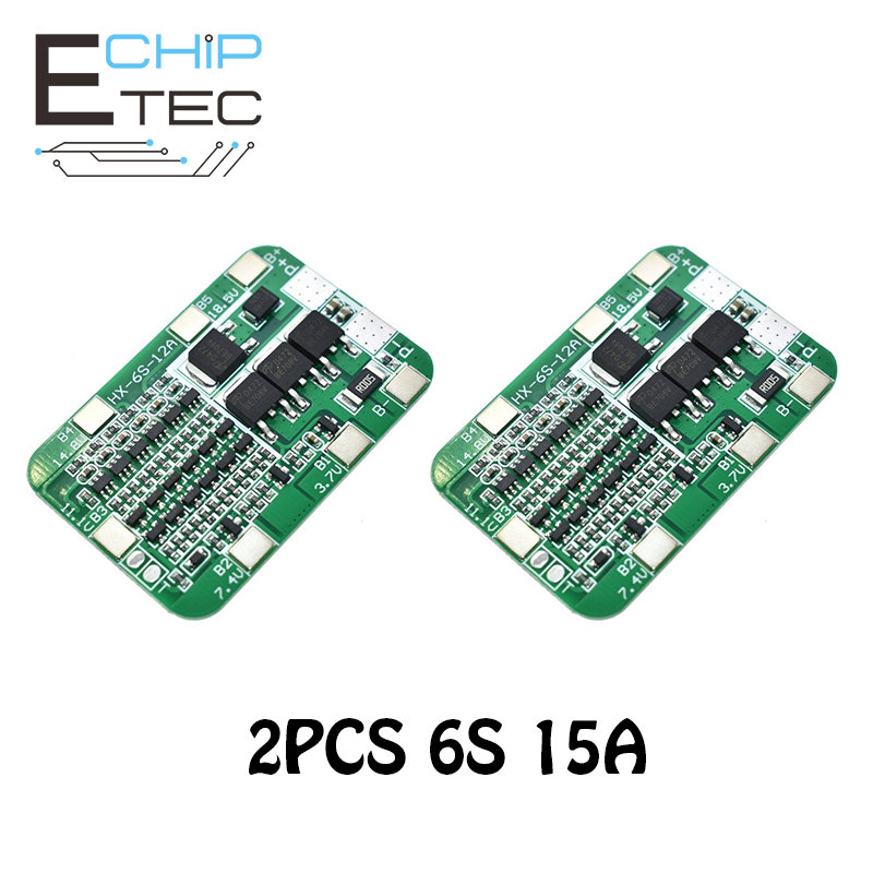 2 Bộ Dụng Cụ Tự Làm Bảng Bảo Vệ BMS PCB 6S 15A 24V Cho Mô-đun Pin Li-ion 18650