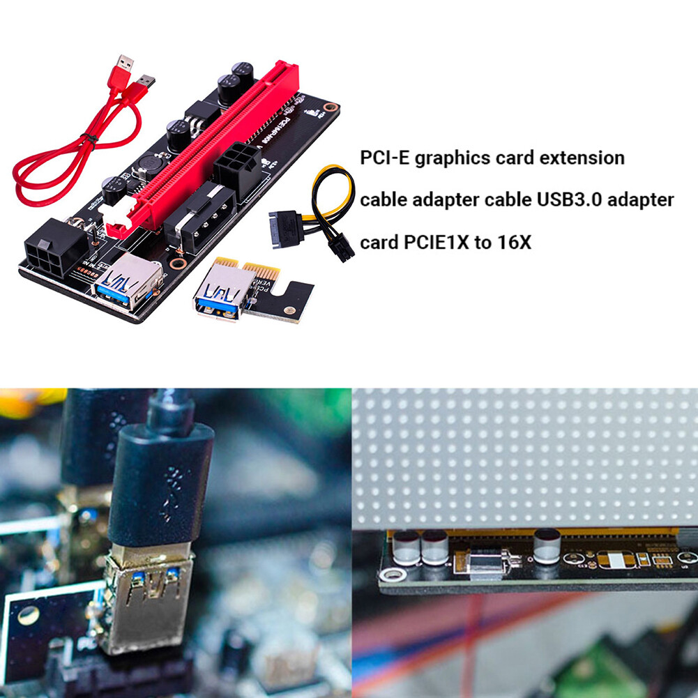 PCI Express Riser Card USB 3.0 Cable PCI-E 1X to 16X Adapter for GPU Mining