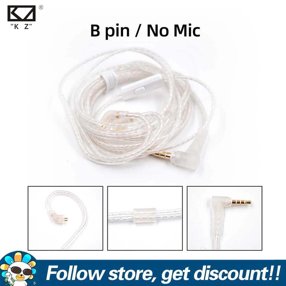 KZ ZSN Replaceble Silver Plated Upgraded Cable With 3.5mm 2Pin Connector High Purity Oxygen Free Copper Silver-plated Earphone Wire Gold-plated Pin 0.75mm Dedicated Cable Without/With HD Call Microphone For ZST ZS10 ZSN ZSX ZS6 ZS3 ZSR ZSN PRO KZ Earphone
