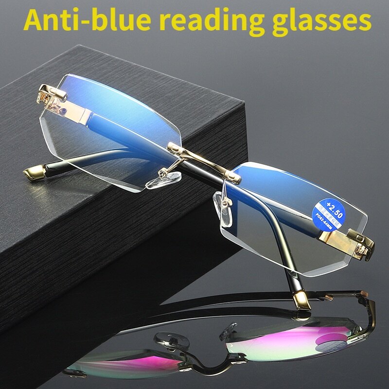 High Quality Anti-blue Light Reading Glasses, Frameless Trimming Glasses, Metal Reading Glasses