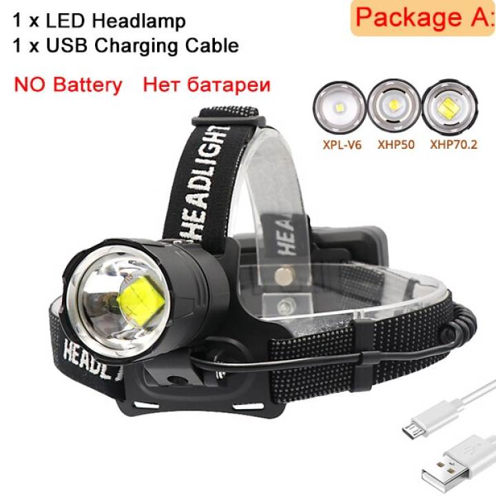 BORUiT 90000 Lumen LED Headlamp, Rechargeable USB, IP65 Waterproof, 350m Range