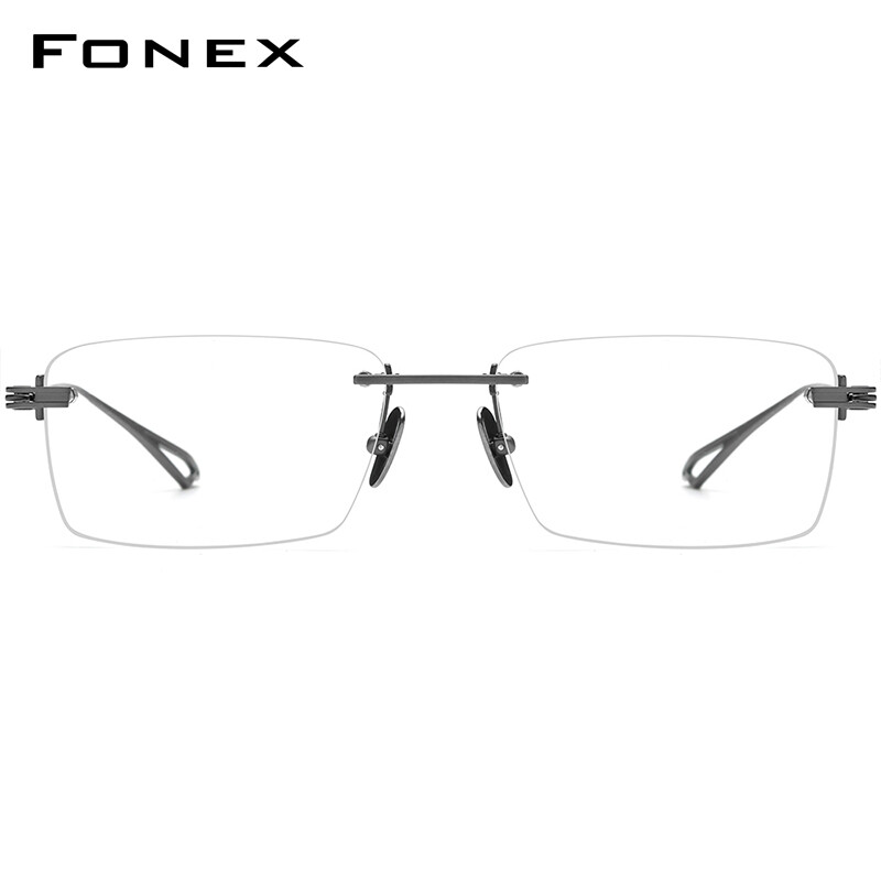 FONEX Titanium Glasses Frame Men New Rimless Square Matte Eyeglasses Optical Frame Eyewear Act-fix