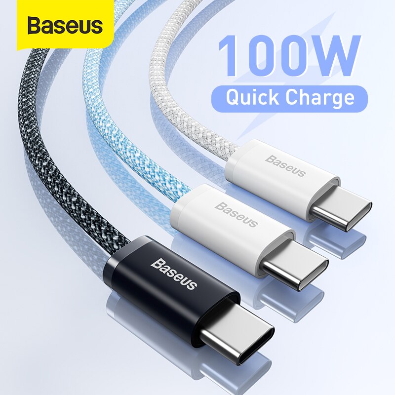 Baseus Cáp USB C 100W Cáp USB C Sang USB Type C Cho Macbook Pro Ipad PD Dây Sạc Nhanh Cáp Type-C Cho Xiaomi Huawei