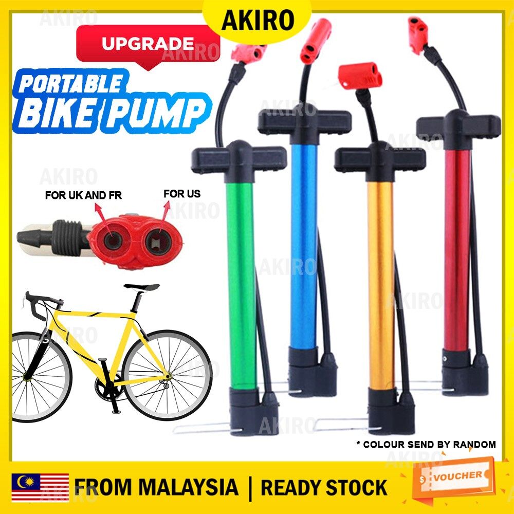 AKIRO HOME Malaysia Dual Head Basikal Pam Bicycle Pump Tayar Basikal Road  MTB Hand Pump Bola Football Basketball Tyre Inflator 脚车轮胎充 | Lazada