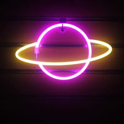 Creative Planet Neon Light Led Signs Wall Decor or USB Powered Planet Lamp for Home Bar Party Christmas Wedding