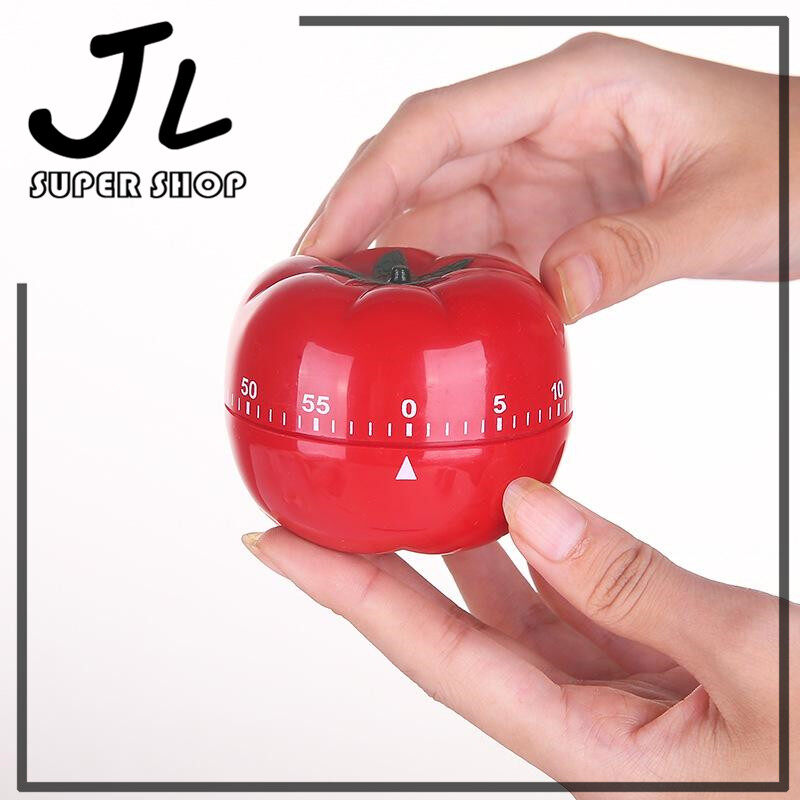 J&L Tomato Kitchen Timer, 1-55 Min Mechanical Rotating Bank Cooking Timer for Kitchen Cooking Creative Clock Alarm for Learning/Practice/Sleeping etc