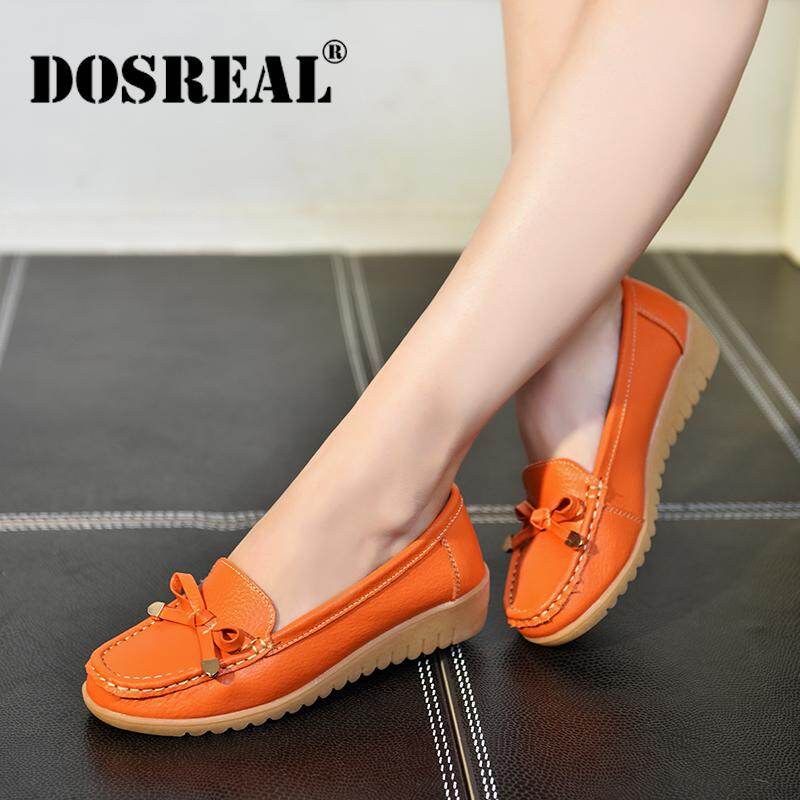 DOSREAL Women Real Leather Shoes Moccasins Mother Loafers Soft Leisure Flats Casual Female Driving Ballet Footwear