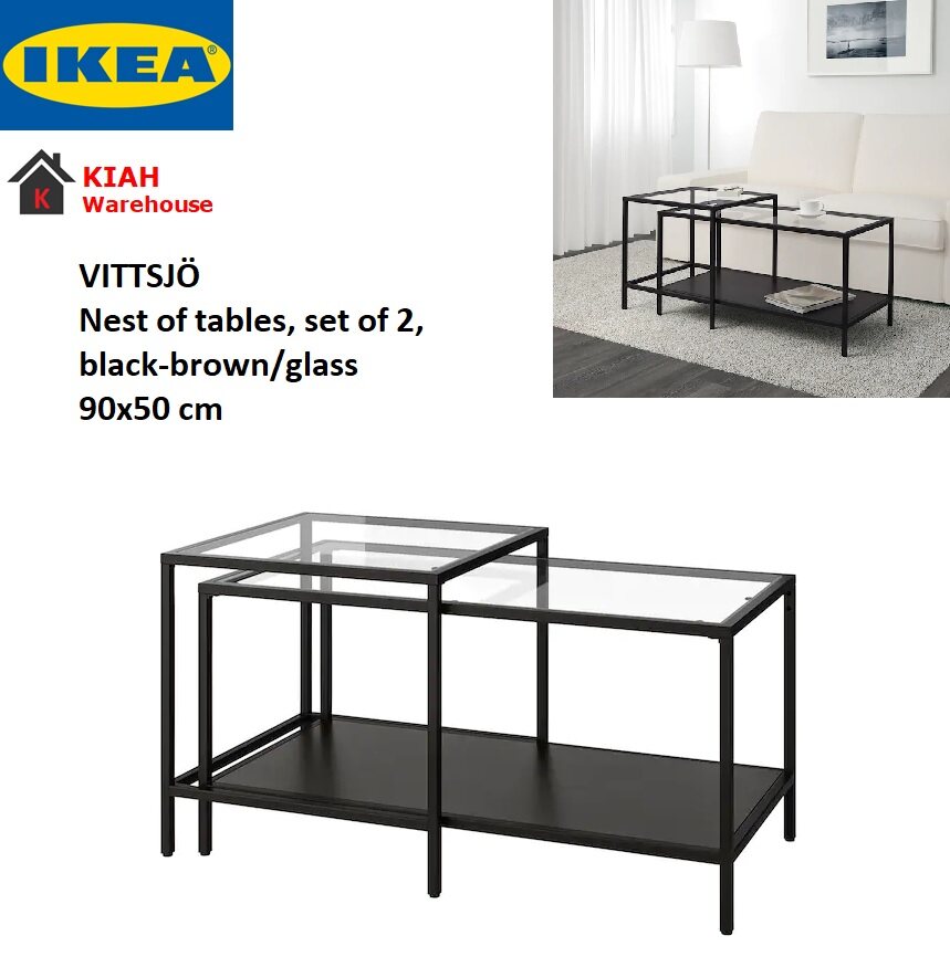 Vittsjo Living Room Table Set Of 2 Glass Coffee Meja Kopi Kaca Ikea Lazada Vittsjo Living Room Table Set Of 2, Black Glass Coffee Table Ikea