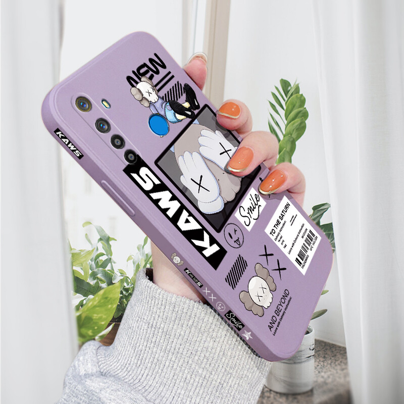 Jinsouwe Cellphone Case For Realme 5 Realme 5i Realme 5S Realme 6 Realme 6i Realme 6 Pro Case For Boys Girls Cartoon "XX" Eye Bear Casing Silicone Side Edge Camera Protect Cover