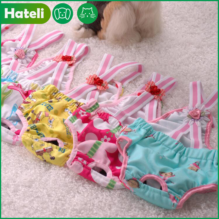 【HATELI】Cute Dog Rompers Adjustable Pet Underwear Dog Physiological Panty with Strap Female Pet Pants Random Color