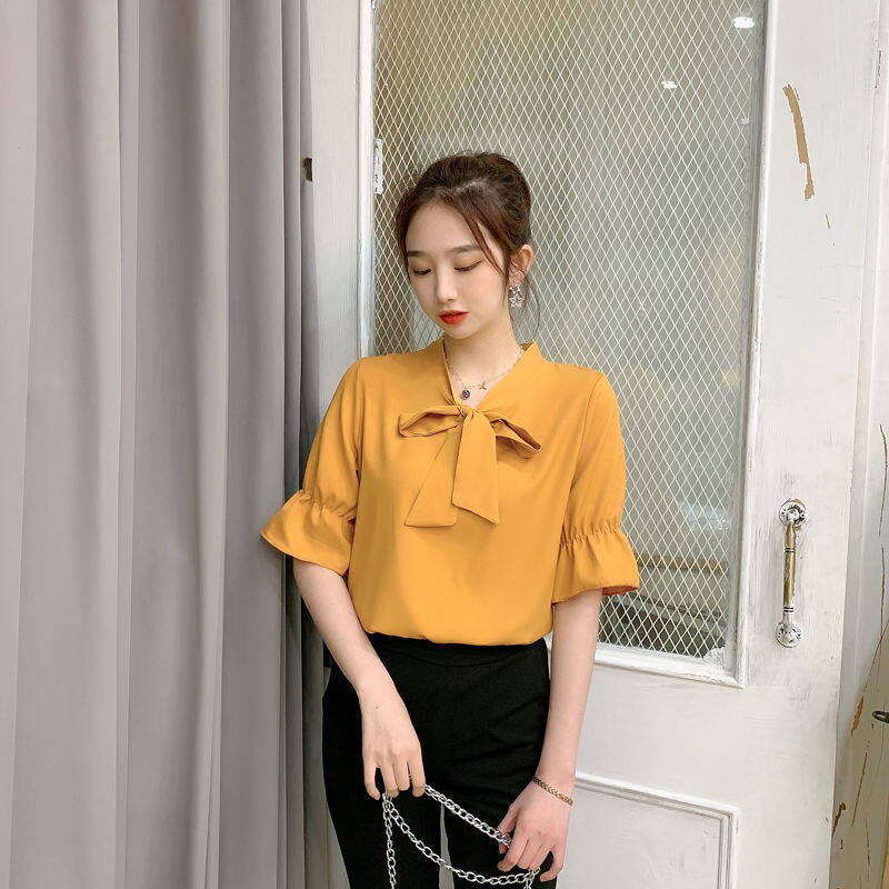 Cộng Với Kích Thước Áo Sơ Mi, Áo Cánh Voan Tay Công Chúa Phối Nơ