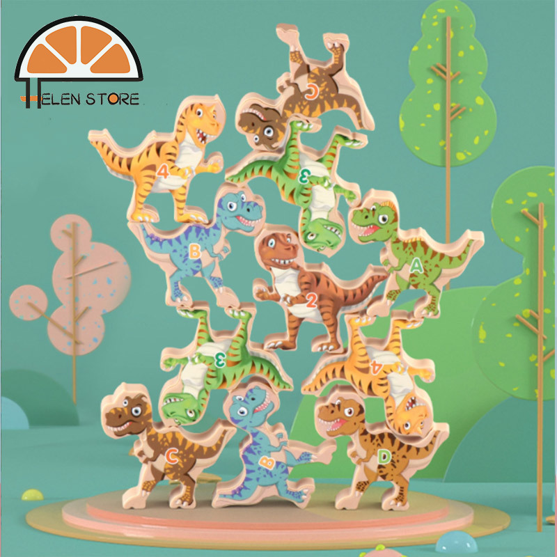 HS Jurassic Dinosaur Stacking Fun Puzzle develops educational toys for 3 years old early education parent-child games children's toys