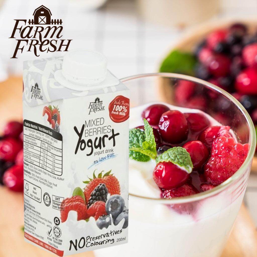 FARM FRESH UHT YOGURT DRINK MIXED BERRIES 200ML*6 Lazada