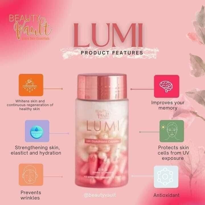 Lumi by Beauty Vault glass skin essentials 60 Capsules whitening Orginal Product of Philippines