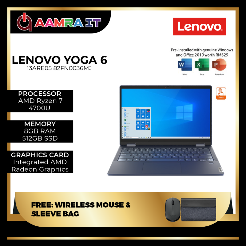 Lenovo Yoga 6 13ARE05 82FN0036MJ 13.3 FHD Touch Laptop Abyss Blue ( Ryzen 7 4700U, 8GB, 512GB SSD, ATI, W10, HS ) Malaysia