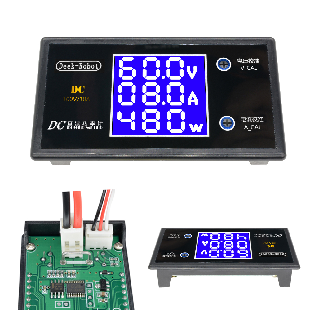 Original Aideepen DC 100V 10A 1000W Digital LCD Display Voltmeter Wattmeter Current Power Tester