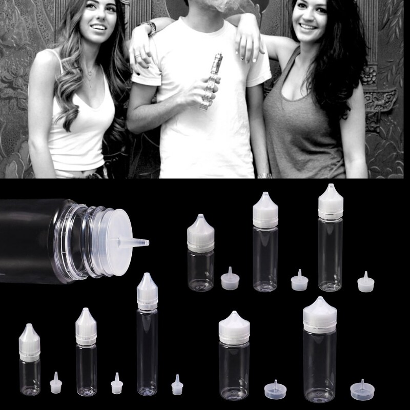 10ml-120ml PET Plastic Empty Dropper Liquid Eye Clear Water Bottle Long Tip Cap