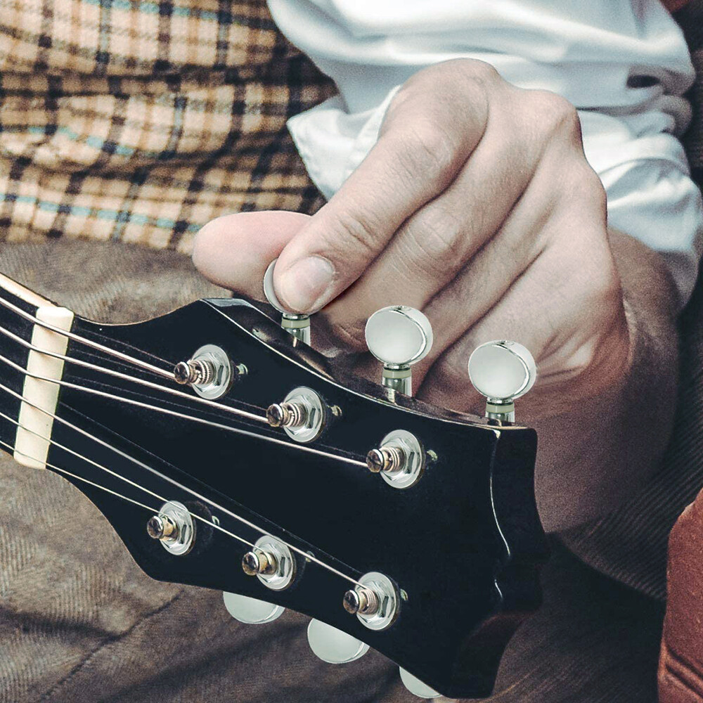 Guitar String Tuning Pegs Tuning Machines Sealed Machine Heads Tuning Keys Oval Button 6 Right for Electric Guitar or Acoustic Guitar Chrome Silver