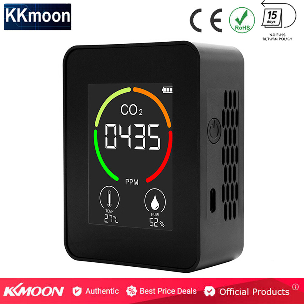 KKmoon Indoor Portable CO2 Detector Multifunctional Thermohygrometer Home Digital Air Detector Intelligent Air Quality Analyzer Household Air Pollution Monitor