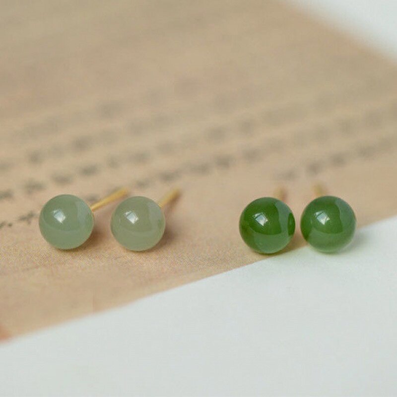 Bông Tai Ngọc Bích Hetian Tự Nhiên Đơn Giản Đẹp Cho Nữ