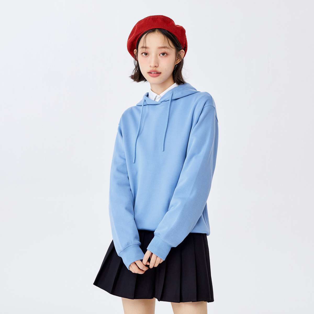 Semir Sweatshirt Women Basic Hooded Top Solid Color 2024 Spring New Bottoming Pullover Hoodies Loose And Lazy Style