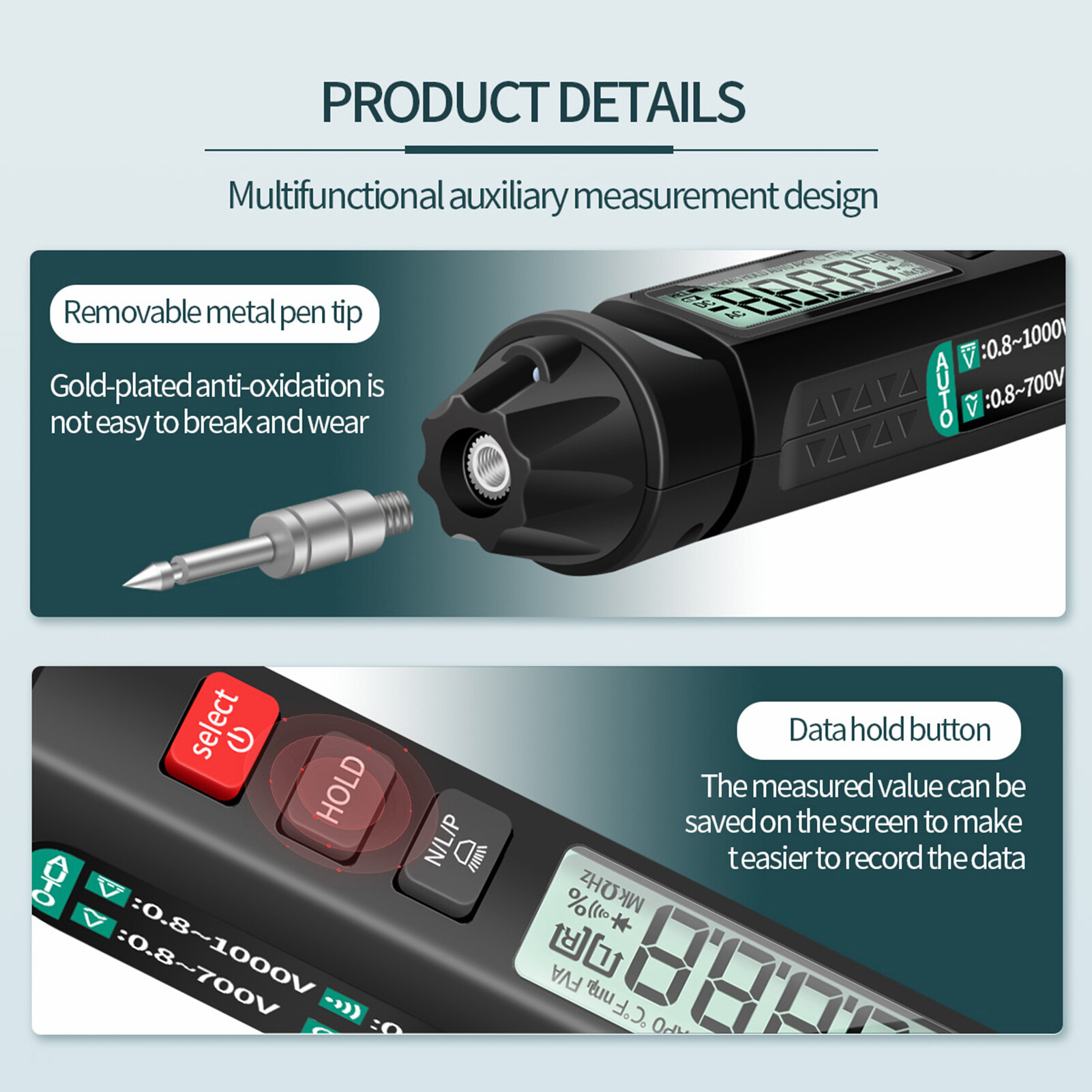 ANENG A3008 Pen Multimeter 6000 Counts Digital Multimeter Meter Tester with LCD Display Backlight Flashlight NCV Auto-off Multiple Accessories for Voltage Current Resistance Capacitance Diode Continuity Test (Color Screen & Phase Sequence Measurement)