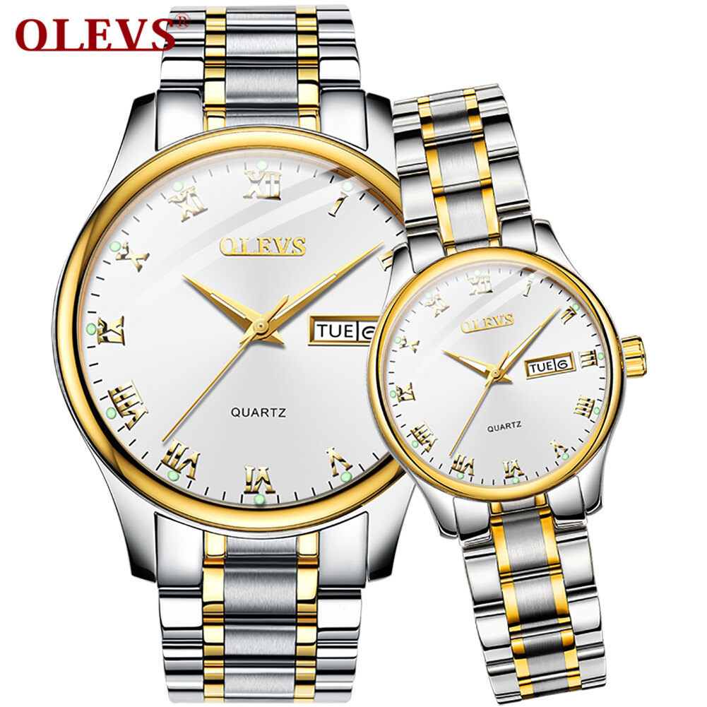 Bộ đôi đồng hồ olevs đồng hồ mới nhất chống nước chính hãng bộ đôi đồng hồ g shock 2021 cho cặp đôi murah/đồng hồ nam/đồng hồ nữ hẹn hò màn hình phát sáng màu đen trắng