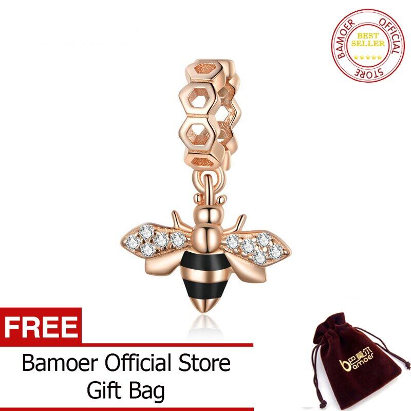 BAMOER Genuine 925 Sterling Silver Little Bee Charm for Original Luxury Bracelet make Brand Female silver Jewelry BSC370