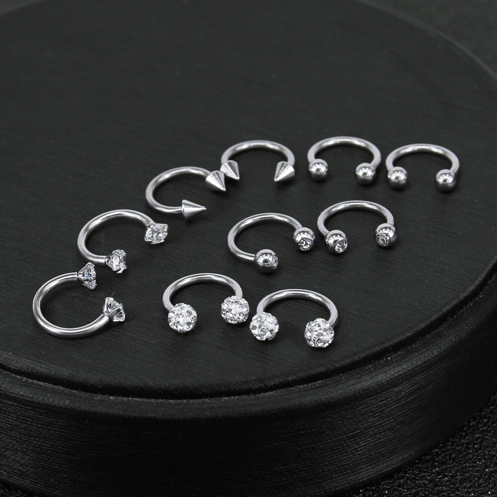 Diamond horseshoe hot sale septum ring