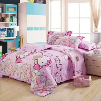 Home Textiles Hello Kitty Bedding Set For Children Kids Girl