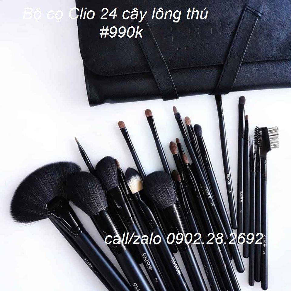 Bộ cọ trang điểm chuyên nghiệp, bộ cọ clio 24 cây lông thú