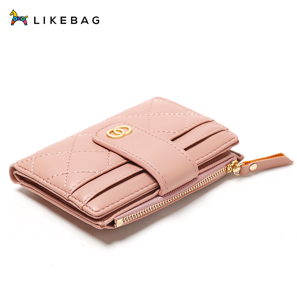 Ví Ngắn LIKEBAG Ví Gấp Da PU Màu Trơn