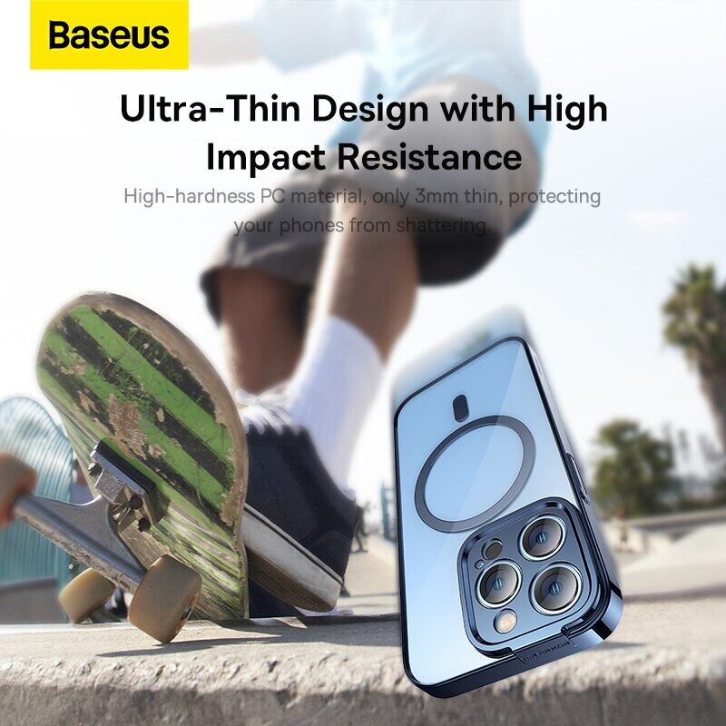 Baseus Magnetic Plating Case + Screen Protector For iPhone 14 Pro Max 2022 New Protective Phone Case Transparent Shockproof Magnet Back Cover Funda