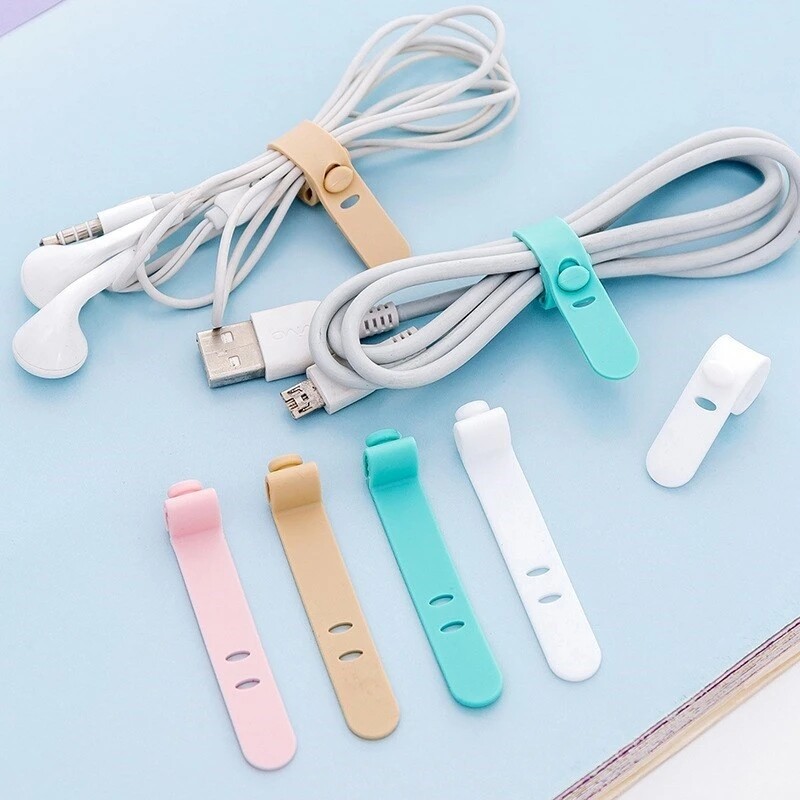 5pcs Silicone 3 lỗ dây cáp tổ chức Dây cáp có thể điều chỉnh dây đeo Di động Cáp sạc USB Tai nghe dòng quản lý Winder quan hệ