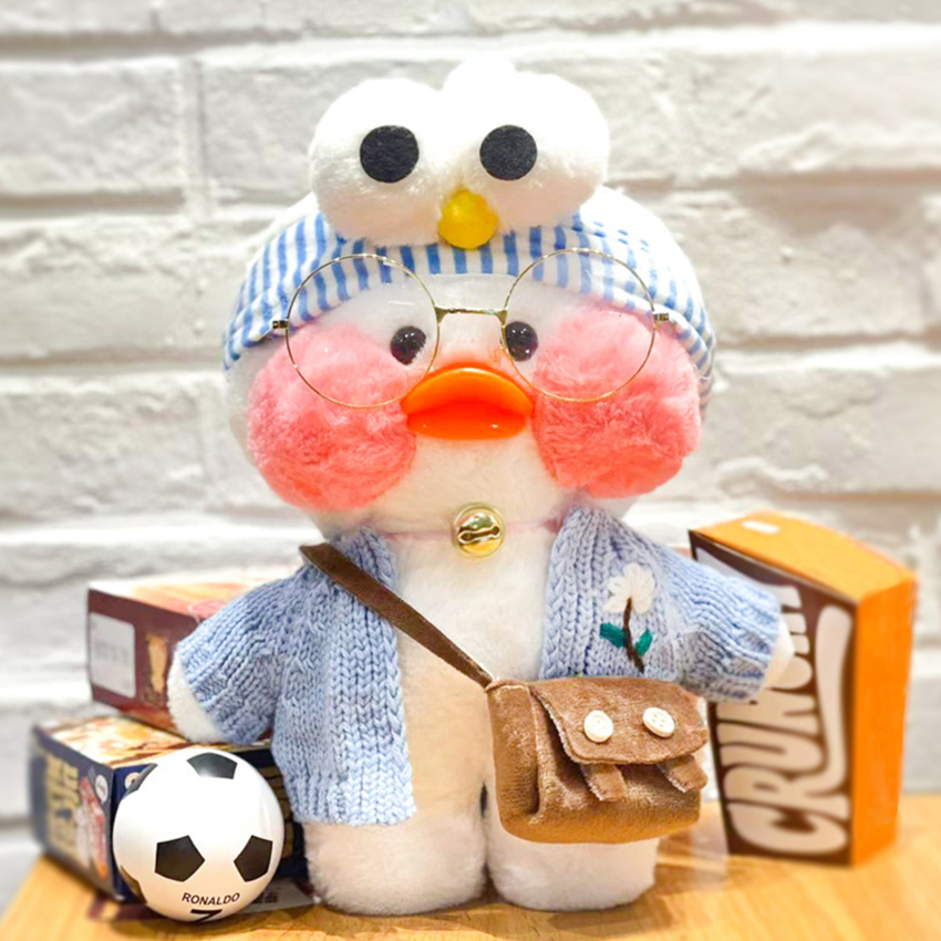 Kawaii Cartoon LaLafanfan Yellow Duck Plush Toy Cute Soft Stuffed Duck Doll New Year Christmas Birthday Gift for Girl Friend