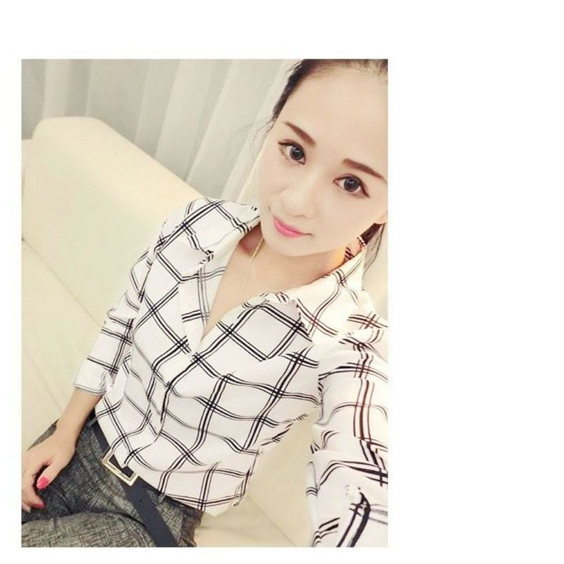 Áo Sơ Mi Kẻ Sọc In Họa Tiết Xuân Hè Mới Cho Nữ Trang Phục Học Sinh Dài Tay Cho Nữ Áo Sơ Mi Nữ Ôm Sát Người Hâm Mộ Hàn Quốc