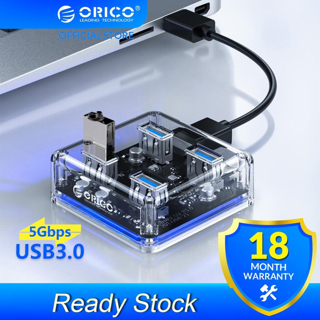ORICO Bộ Chia USB3.0 Trong Suốt 4 Cổng 5Gbps USB3.0 Tốc Độ Cao Với Cổng Nguồn Micro USB Cho Máy...