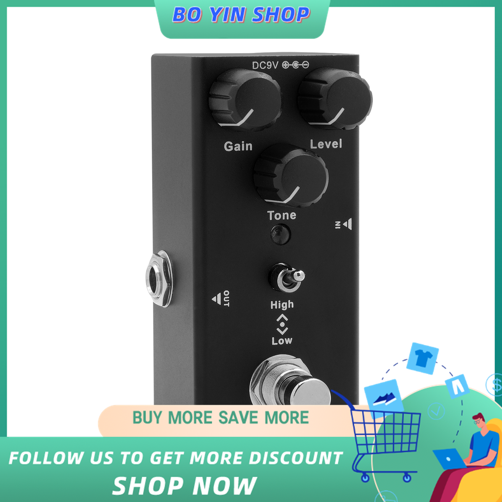 IRIN EF-02 Electric Guitar Effect Pedal Portable Guitar Effector Mini Single Electric Guitar Effect Pedal with True Bypass - Ultimate Drive (Black)