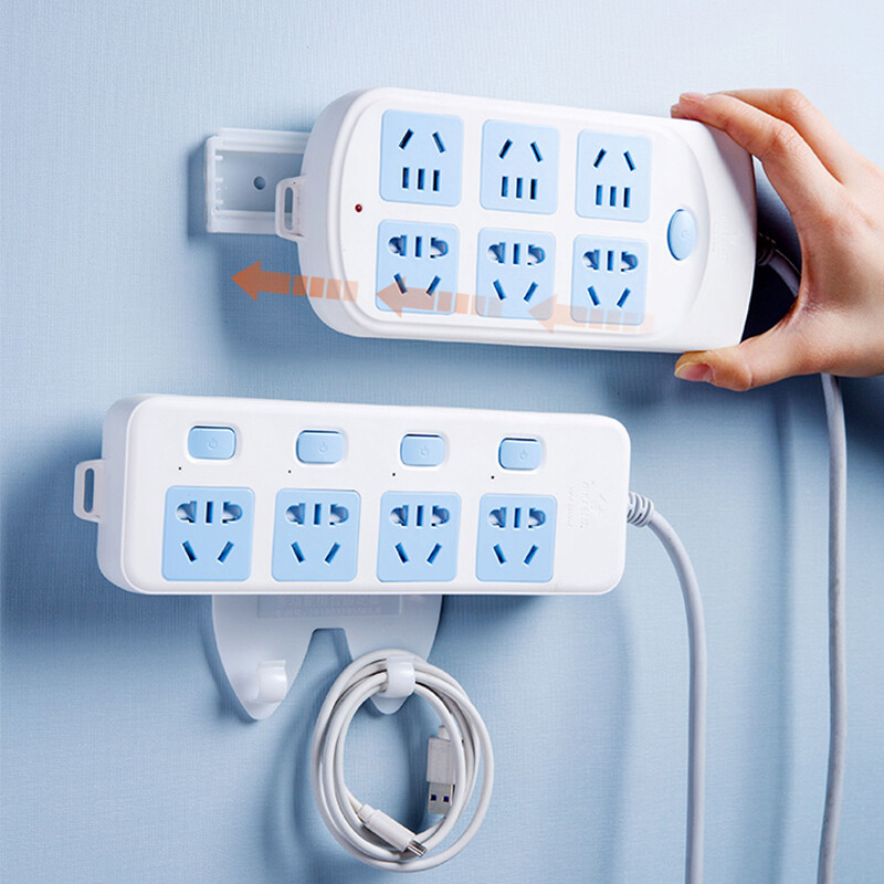 1PCS Wall-Mounted Sticker Punch-free Plug Fixer Home Self-Adhesive Socket Fixer Cable Wire Organizer Seamless Power Strip Holder