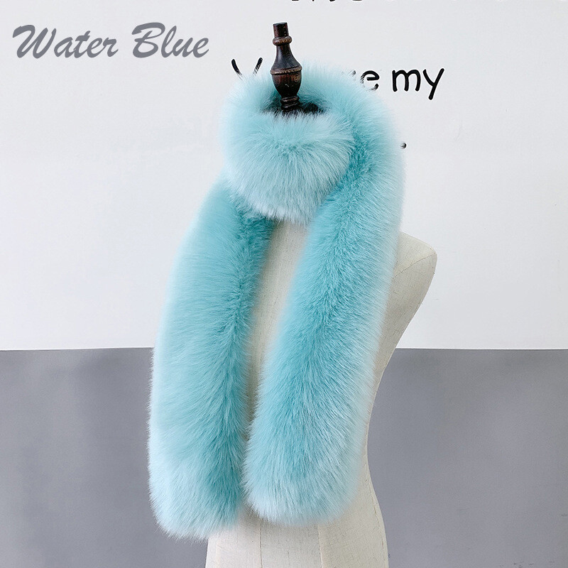 0duw Unisex Women's Fashion Coat collar Fake fur scarf Long Fox Fur Neck Warmer Shawl Ear warm Soft Long Fluffy Necks