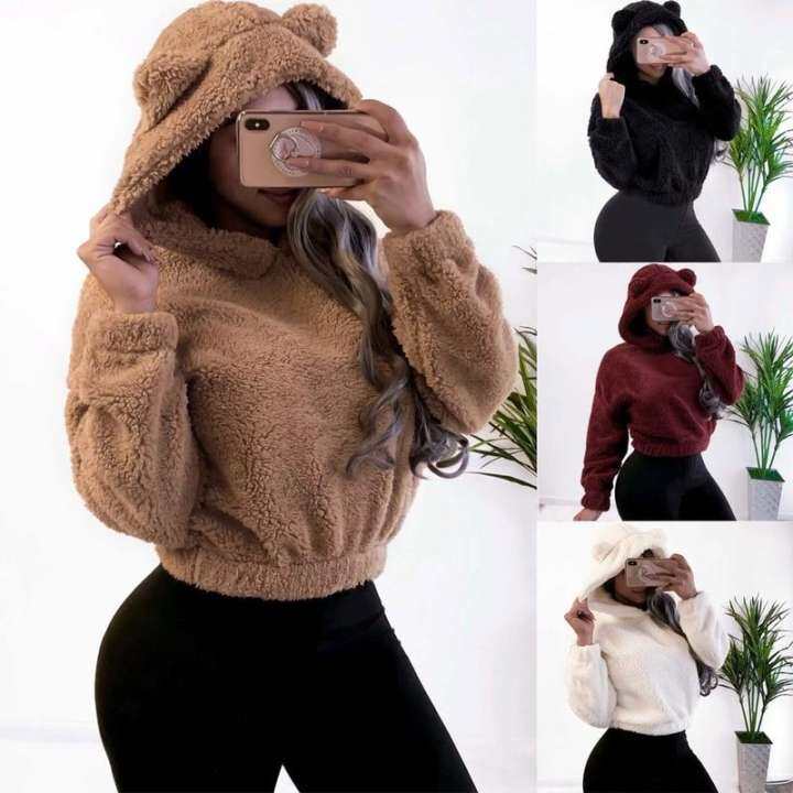 faux fur teddy hoodie