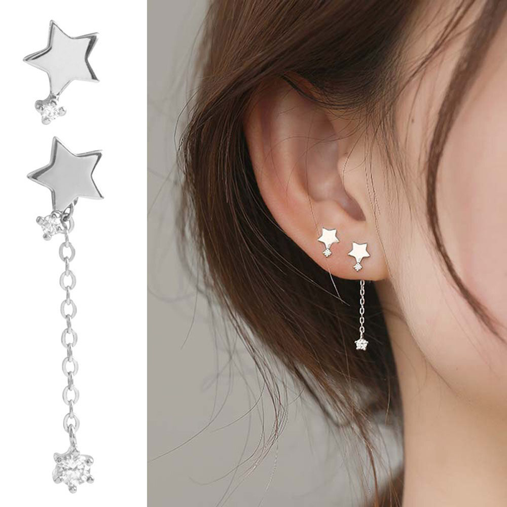 Elegant For Women Girls Asymmetry Chic Tassel Star Fashion Accessories Stud Earrings Party Jewelry Drop Earrings